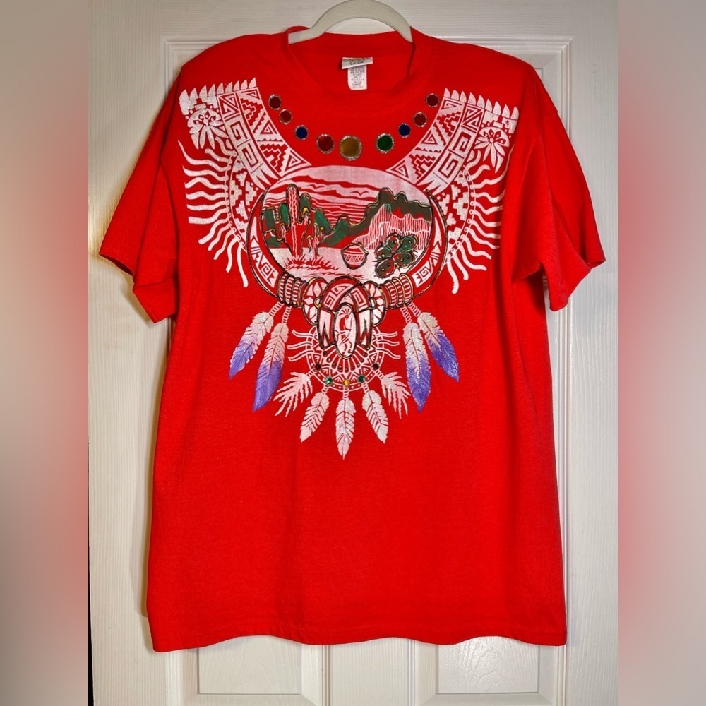 VINTAGE FASHION Western Southwestern Hand Painted‎ T-shirt, One Size